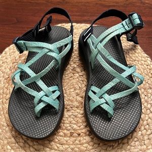 Light aqua chaco’s. Worn 1-2 times